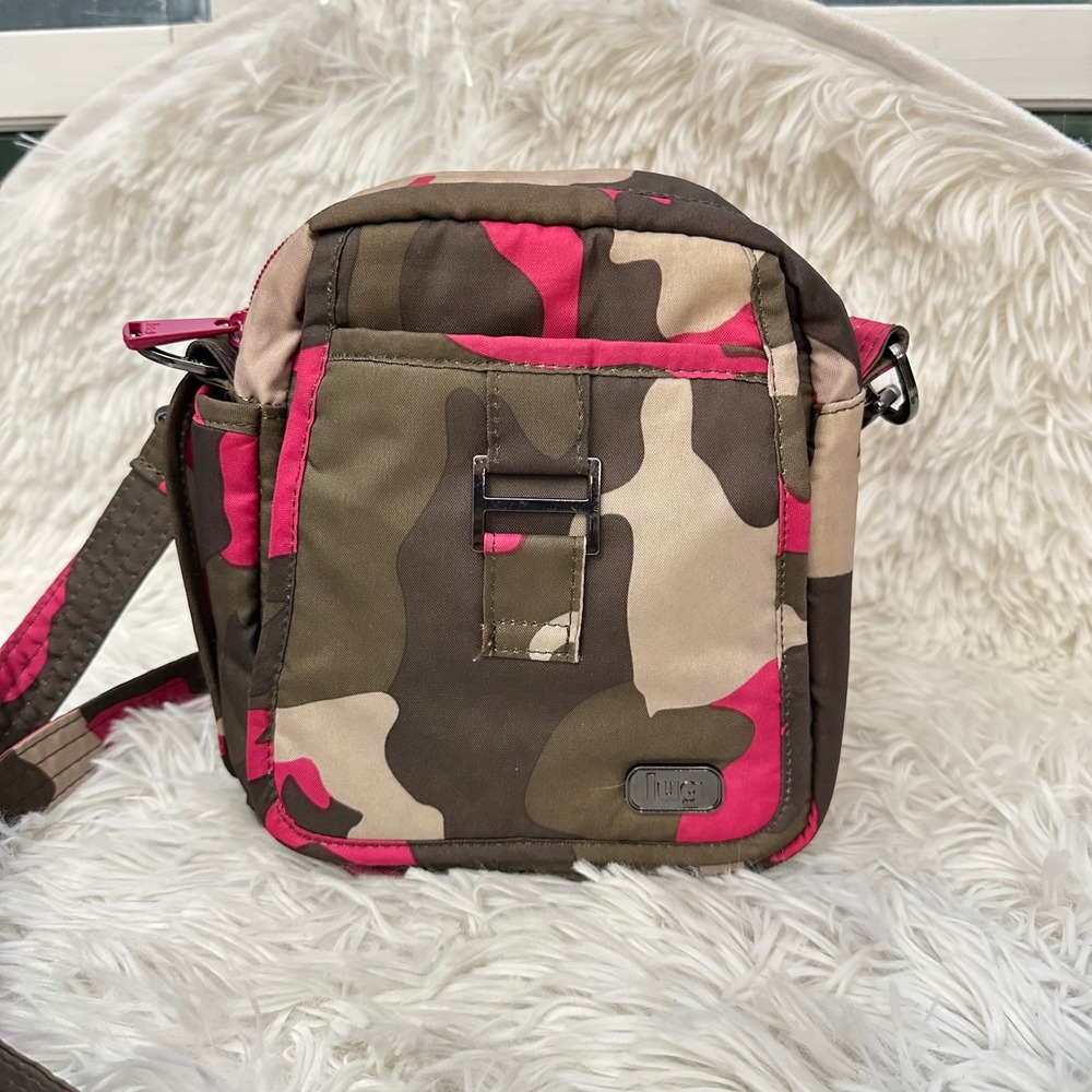 LUG Infinity Collection Can Can Small Convertible Crossbody Bag Pink Camo